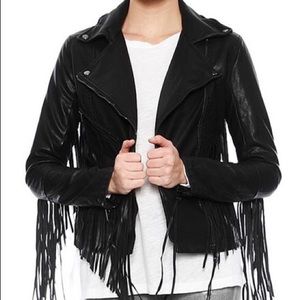 Blank NYC vegan leather fringe Moto jacket